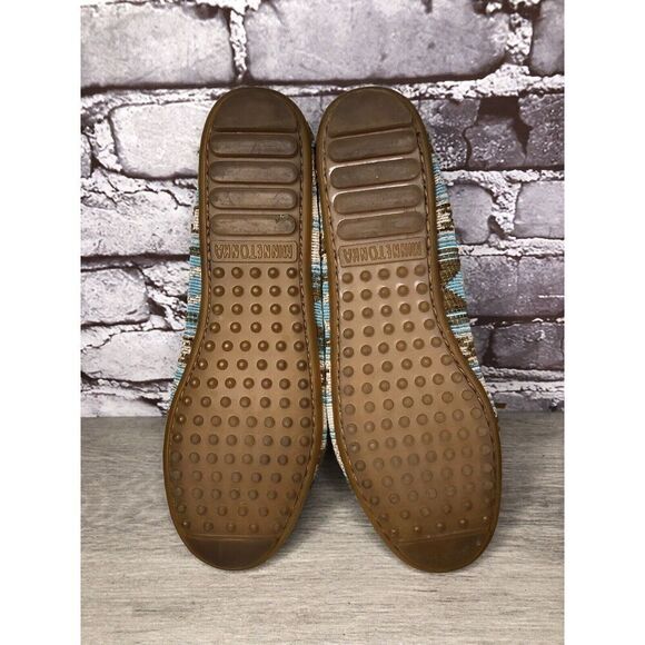 Minnetonka Blue Aztec Southwest Lace Bow Moccasins Shoes Women Sz 9M US/40EU - Picture 8 of 16
